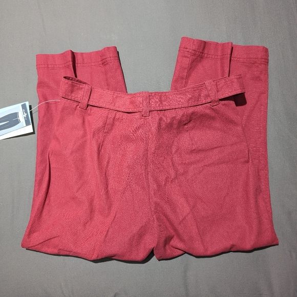 NWT Denver Hayes Women's Red Linen cropped pants size 4 Tie up waist band - Picture 5 of 8